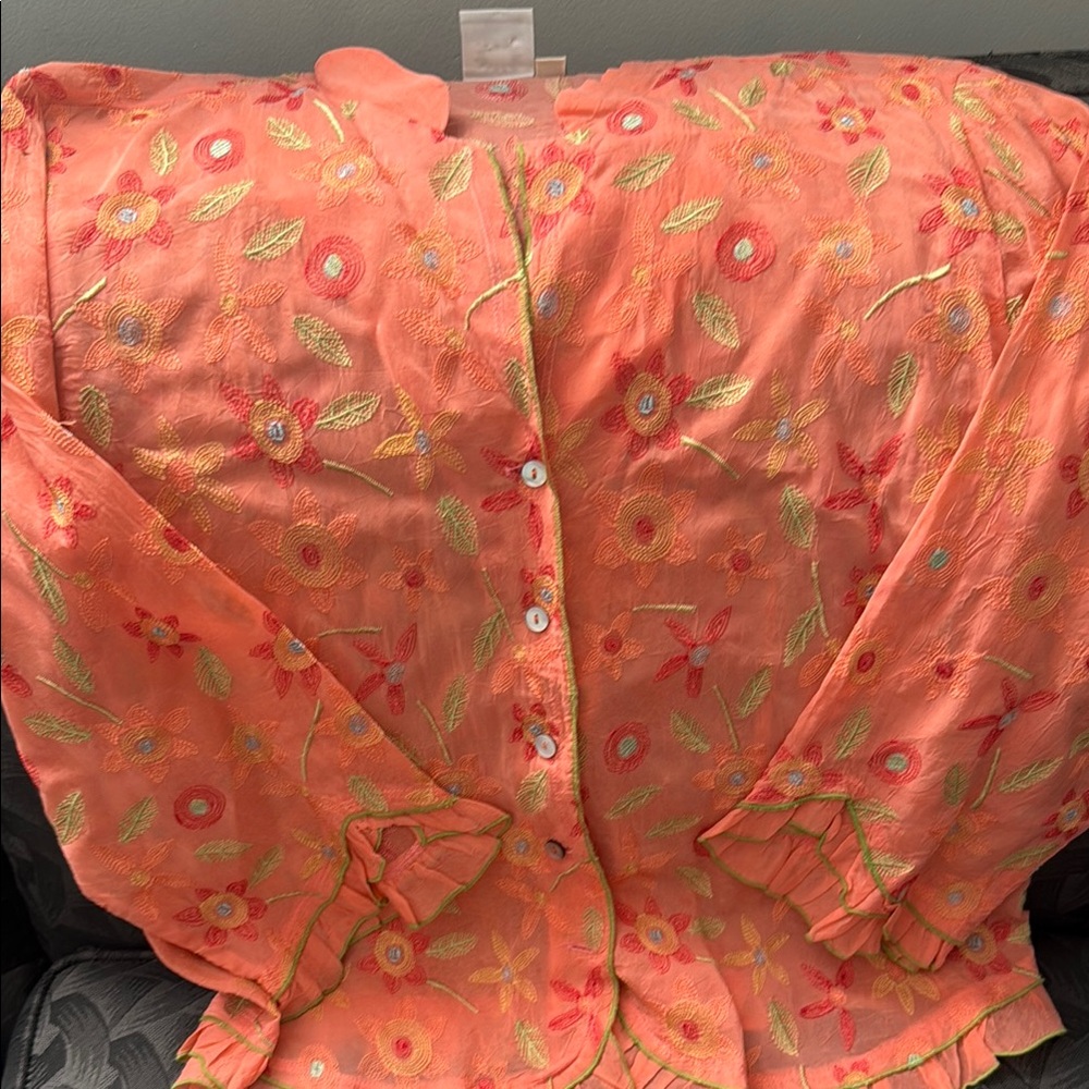 Johnny Was Embroidered Floral Button-Up Blouse collection